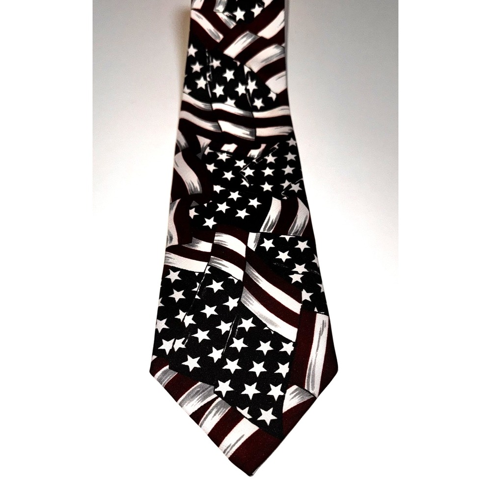 Patriotic American Flag Necktie by Goid Stan Hand Made‎ Stars Stripes Mens Tie